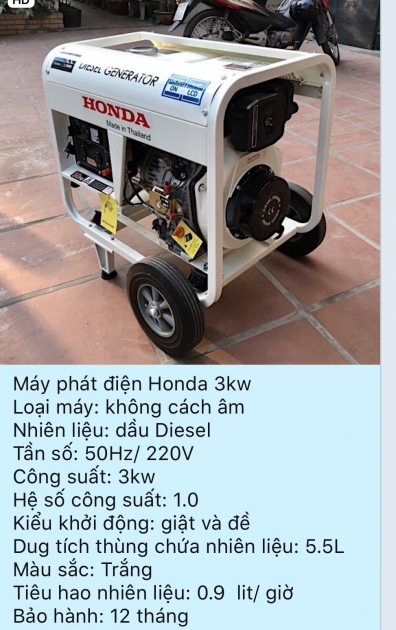 Máy phát điện chạy dầu Honda 3kw