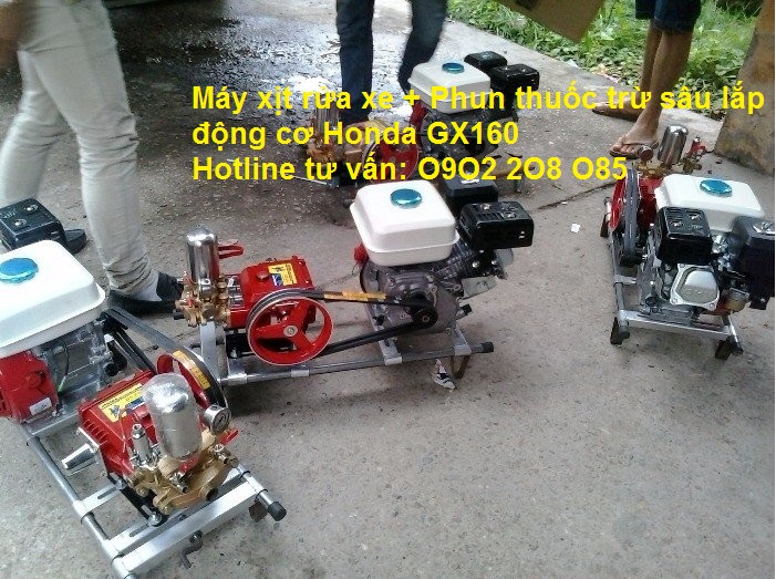 Máy phun thuốc trừ sâu + Xịt rửa xe lắp động cơ Honda GX160/GX200